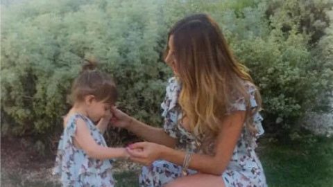 Cuteness overload! Sexy Mama Constantina Evripidou in a matching mother – daughter Gregory Morfi creation